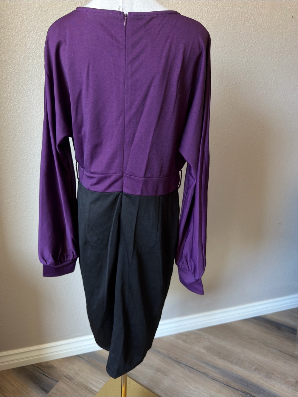 NWT Grace Karin Purple and Black Wrap Midi Dress, Large - Picture 4 of 9